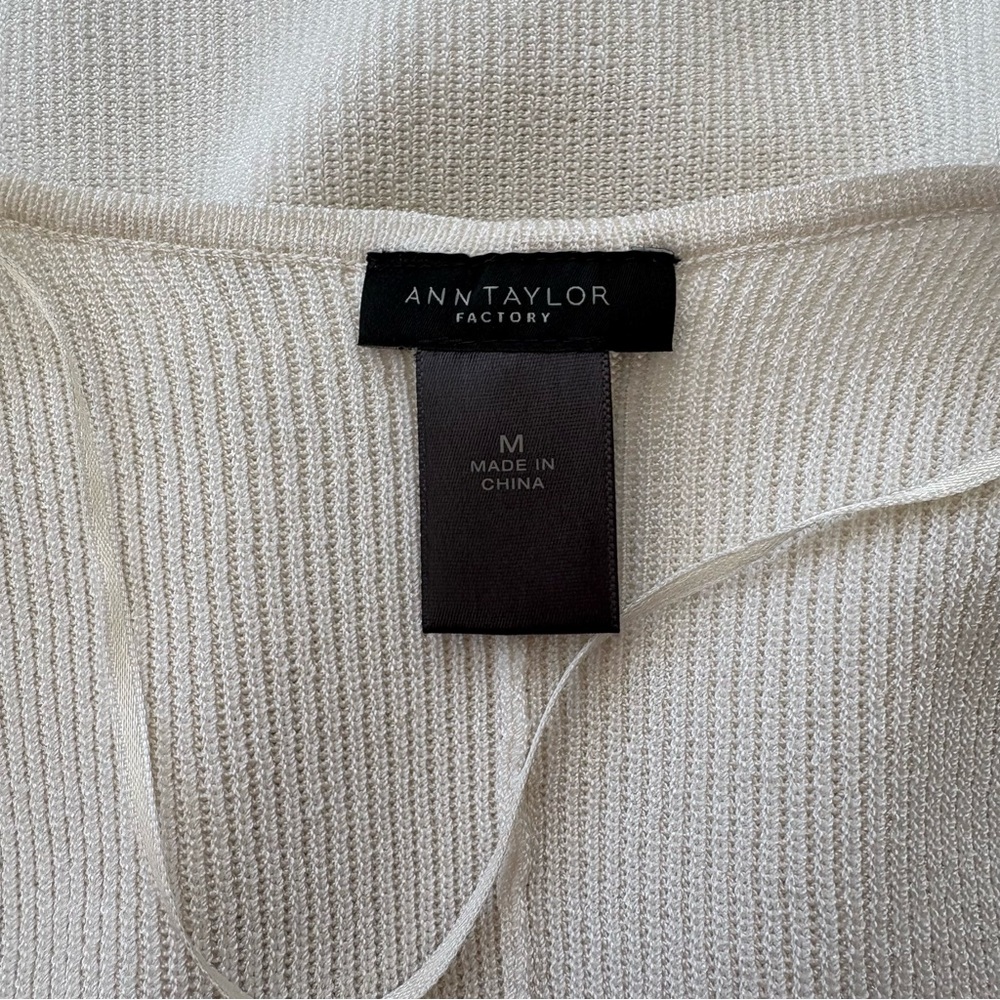 Ann Taylor Factory Elegant Cream Open-Front Cardigan - Picture 4 of 11